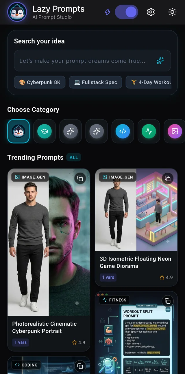 Lazy Prompts Android Home Screen Prompt Studio