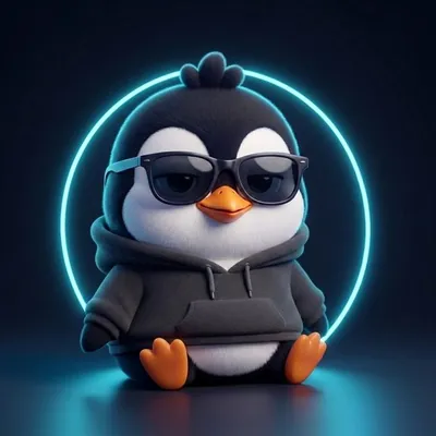 Cute Lazy Penguin Mascot wearing cool dark sunglasses