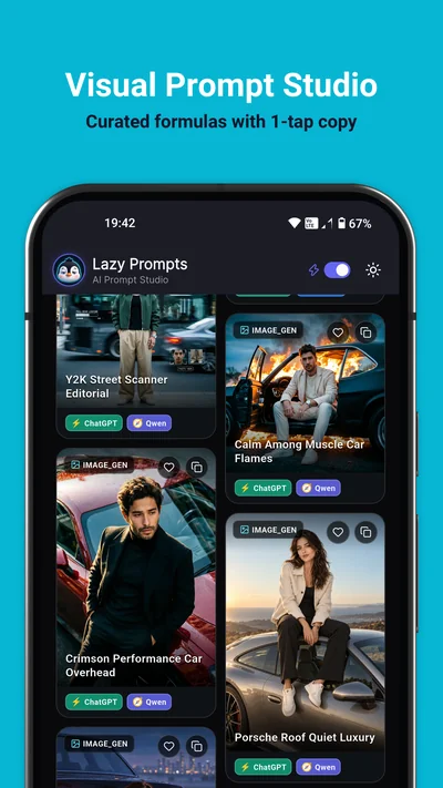 Lazy Prompts Visual Prompt Studio with ChatGPT and Qwen AI Badges