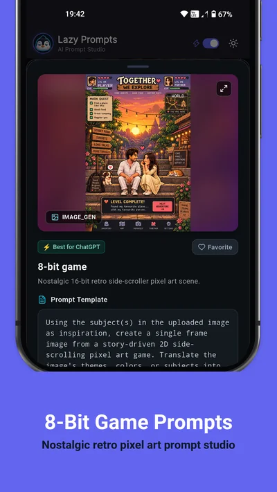 Lazy Prompts Retro 16-Bit Game Prompt Template