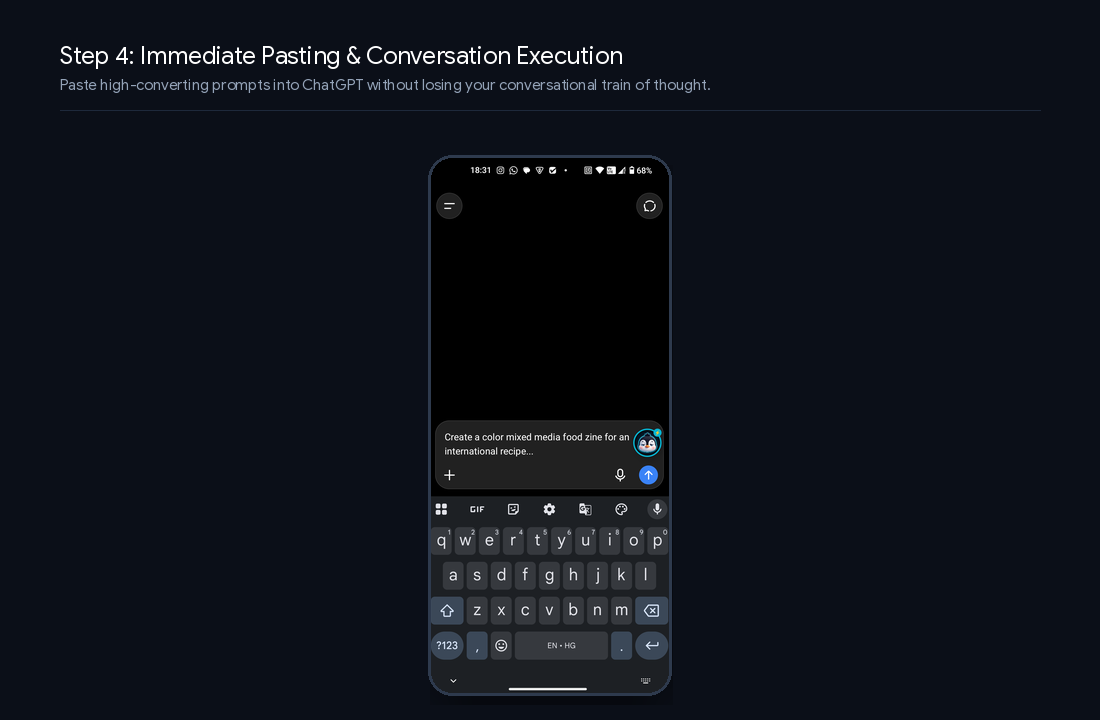 Step 4: Customized prompt pasted directly into ChatGPT text input box